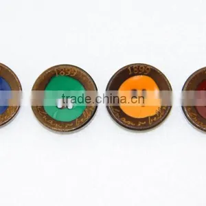 High End Colorful 4 Holes Burnt Real Horn Suit Jacket Coat Sweater Buttons With Logo Engraved On thumbnail-1