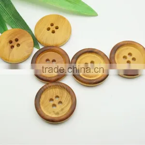 4 Holes Burnt Natural Wood Buttons for Retro Clothings thumbnail-1