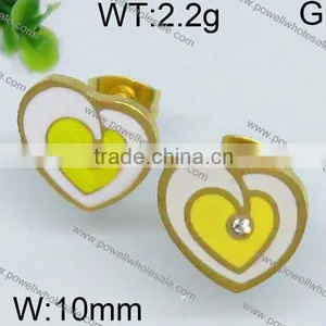 Fashion Colorful Heart Shape Gold Plated Earrings Attachable thumbnail-1
