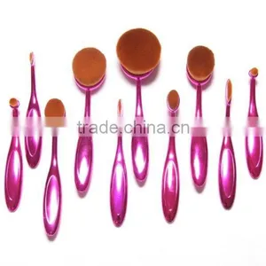 2016 Toothbrush Design Makeup Brush Brush Makeup Cosmetics New High Quality Professional 10 Pcs Rose Gold Oval Brush Set thumbnail-5