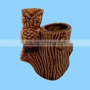 Ceramic Owl and Stump Cute Toothpick Holder thumbnail-1