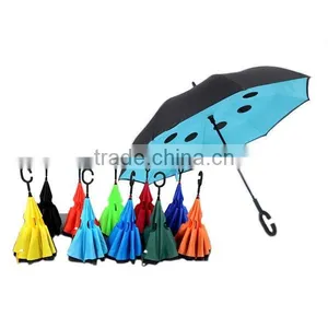 Double Layer C Shape Handle Windproof Inverted Umbrella thumbnail-1