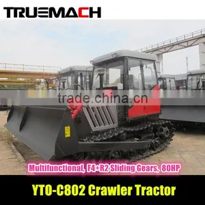 YTO C802 80hp Agricultural Crawler Tractor With Dozer Blade thumbnail-1