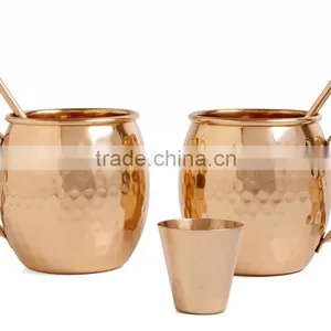 Copper Moscow Mule Mugs Set of 4 Pure Copper Beer Mug With Black Gift Box , Hammered Copper Mugs With Black Gift Box, thumbnail-2