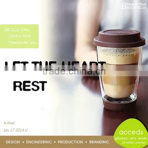 Double Wall Glass Coffee Mug With Coloured Silicone Lid thumbnail-6