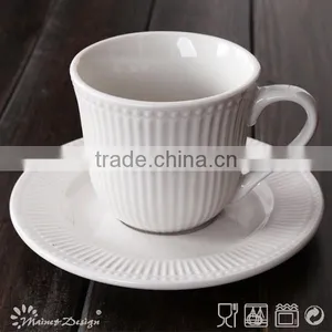 Eco White Embossed Cup&saucer Set Porcelain thumbnail-1