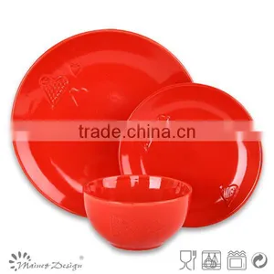 16pcs Embossed Heart Design Ceramic Stoneware Dinnerware Set thumbnail-2