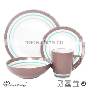 16pcs for 4person Solid Color With Circle Grace Designs Ceramic Dinnerware Set thumbnail-1