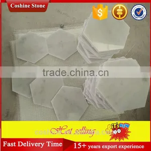 Polished White Carrara Marble Coasters Hexagon Tiles thumbnail-6