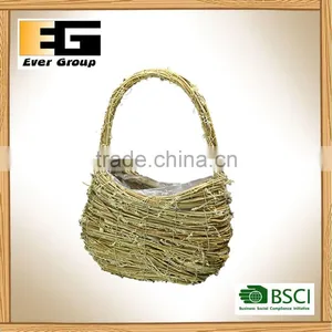 Exquisite Natural Rattan Basket With Handle for Garden Planter thumbnail-5