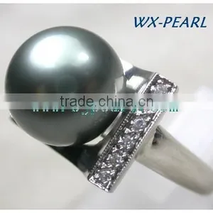 Diamond Setting Peacock Green Seawater Ring thumbnail-1