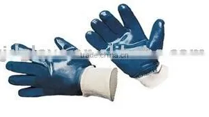 Blue Nitrile Gloves, Fully Coated,knit Wrist, Jersey Line thumbnail-1