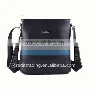 Cheap PU Leather Briefcase for Men With Grey and Blue Stripe thumbnail-1