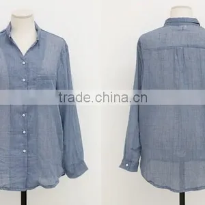 Woman Linen Shirts Linen Cotton Blouse Lady Long Sleeve Linen Shirts thumbnail-2