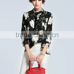 Best Selling Summer Elegant Design Floral Print Shirts for Women thumbnail-4