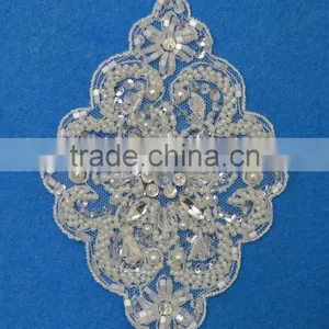 Fashion Design Handmade Rhinestone Beaded Sequined Neck Lace Flower thumbnail-1
