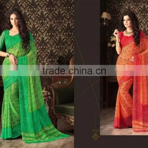 Printed Designer Art Chiffon Saree thumbnail-1