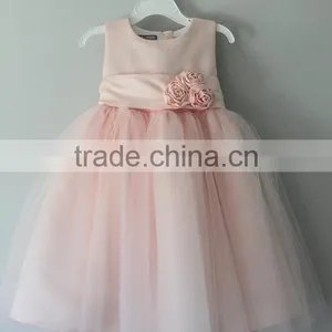 2017 Latest Design Wholesale Baby Clothes One Piece Summer Stain Cheap Children's Boutique Fashion Pink Baby Girl Wedding Dress thumbnail-2