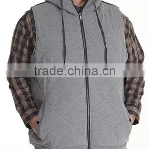 Draw-strings for Hood Adjustment Hoodie Vest Quilted Fleece Construction Sleeveless Vest Hand Pockets With Zipper thumbnail-1