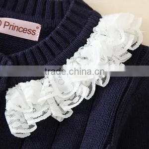 Baby Girls Sweater/kids Girls Lace Cotton Sweater for Autumn or Winter thumbnail-4