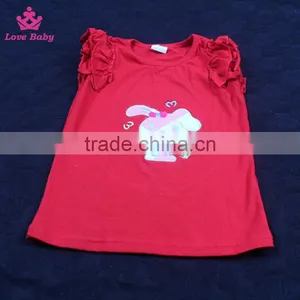 High Quality Embroidered Bunny Girls Cotton Summer Short Ruffle Outfits Kids Boutique Outfit thumbnail-4