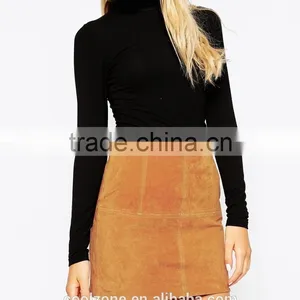 Latest High Rise Lady Skirt Design Soft-touch Suede Mini Skirt thumbnail-5