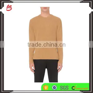 Crew Neck Yellow Color Knitted Jumper Korean Men Sweater With Biker-Inspired Zipper On Cuffs thumbnail-1