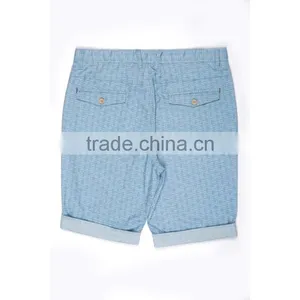 Hot Sale New Model Woven Patch Inside Turning Leg Light Blue Cool Design Men Cotton Short Pants thumbnail-2