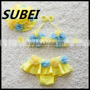 2016 New Korean Children Swimwear Girls Swimwear Bikini Swimsuit Baby Baby With a Waterproof Cap thumbnail-2