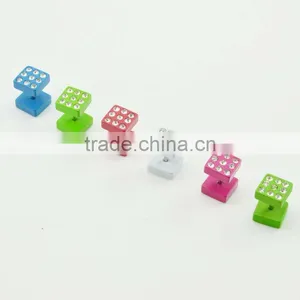 China New Style Hot Selling Spray Paint Body Piercing Jewelry,316l Stainless Steel Fake Plugs,square Fake Plugs With cz Stones thumbnail-1