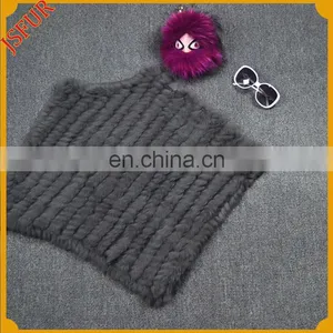 2016 Stylish Hot Sale Gneuine Rabbit Fur Knitted Cashmere Shawl thumbnail-1