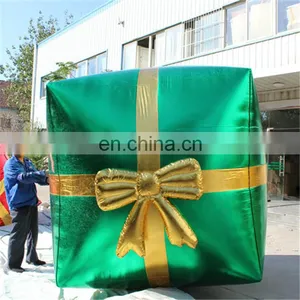 Christmas Decoration Green Inflatable Gift Box With Yelloween Bowknot for Sale C-516 thumbnail-1