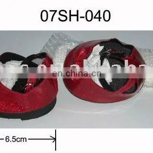 Cute! Mini Red Glitter Shoes With Bowknot for Plush Toys and Dolls! Best Price! thumbnail-1