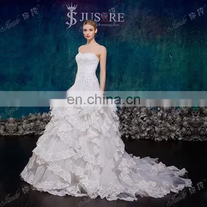 2015 Newest Design Sweetheart Neckline Tired Lace Appliqued Wedding Dresses Cascade Imported From China thumbnail-2