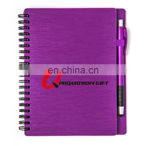 Mercury Spiral Round 70sheets Lined Notebook Set With Stylus Ball Pen and Solid Metallic Textured Cover thumbnail-6
