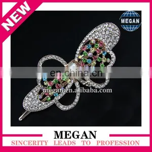 Cheap Silver Plated Bowknot Shape Rhinestone Hair Clips Ornament for Girls thumbnail-1