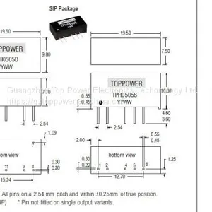 TPH0512S 2W DC/DC Converters 5Vin +/-12Vout DC/DC Converters Power Supply thumbnail-3