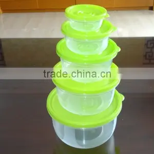Popular 5 Pcs Set Round Plastic Food Storage Container With Color Box thumbnail-3