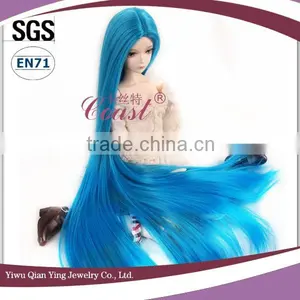 Top Quality Straight Long Blue Synthetic BJD Girl Doll Wigs thumbnail-2