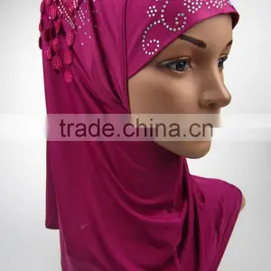 NEW 2016 Spring Islamic Flower Headscarf Shawl Fringe Applique HIJAB 12colors thumbnail-1