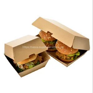 Clamshell Burger Food Box 10.8 x 10.8 x 7cm Kraft thumbnail-4