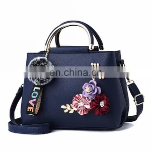 Women Bag Leather Handbag, Women Shoulder Bag Tote Flowers Shell A Main Femme Rivets Fur Ball Pendant Luxury Designer Ladies/ thumbnail-1