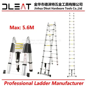 Dleat 2.8m+2.8m Double Aluminum Telescopic Ladder With EN131 thumbnail-1