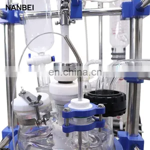 10L 20L 30L 50L PTFE Sealing Vacuum High Borosilicate Glass G3.3 Chemical Double Layer Jacketed Glass Reactor thumbnail-5