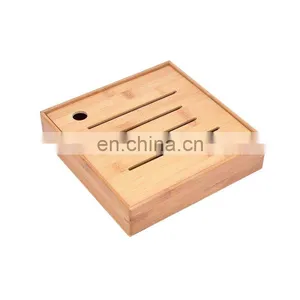 Elegant Design Square Bamboo Snack Serving Tray 4 Compartments Dried Fruit Storage Box With Bamboo Lid Pantry Organizer thumbnail-1