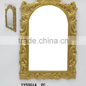 Golden Resin Framed Wall Decorative Mirror, Resin Design Wall Mirror for Home Decors thumbnail-1