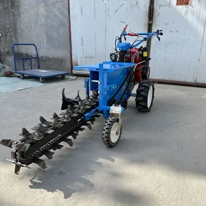 Small Hand-guided Chain Trencher Multi-functional Agricultural Orchard Diesel Slotting Machine Pipeline and Cable Trencher thumbnail-1
