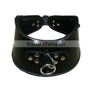 HIGH QUALITY LEATHER CHOKER O-RING DOG COLLAR thumbnail-1