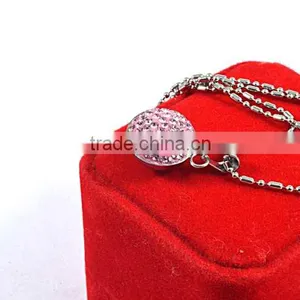 Allibaba Com Gem Crystals Pink Ball Pendant Necklace thumbnail-5