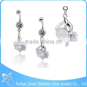 China Manufacturer Medical Steel Wholesale Hanging Crystal Elephant Belly Ring thumbnail-5